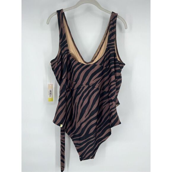 NEW Summersalt The Wrap 1 Piece Side Tie Swim Bathing Suit Zebra Plus Size 22 - Picture 3 of 13